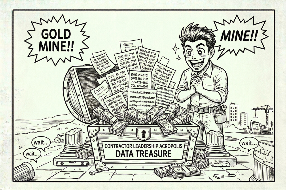 Treasure chest overflowing with phone numbers, emails, and dollar bills - database gold mine