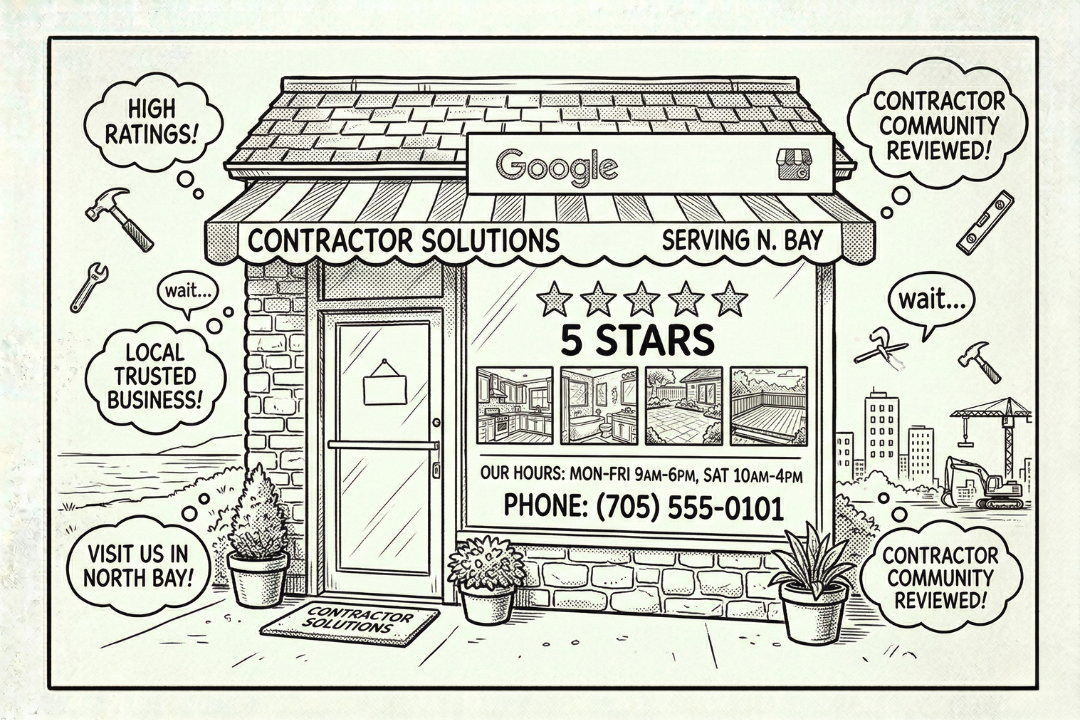 Google Business Profile as a storefront with 5-star ratings and project photos